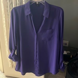 Purple, v-neck button down, excellent used condition